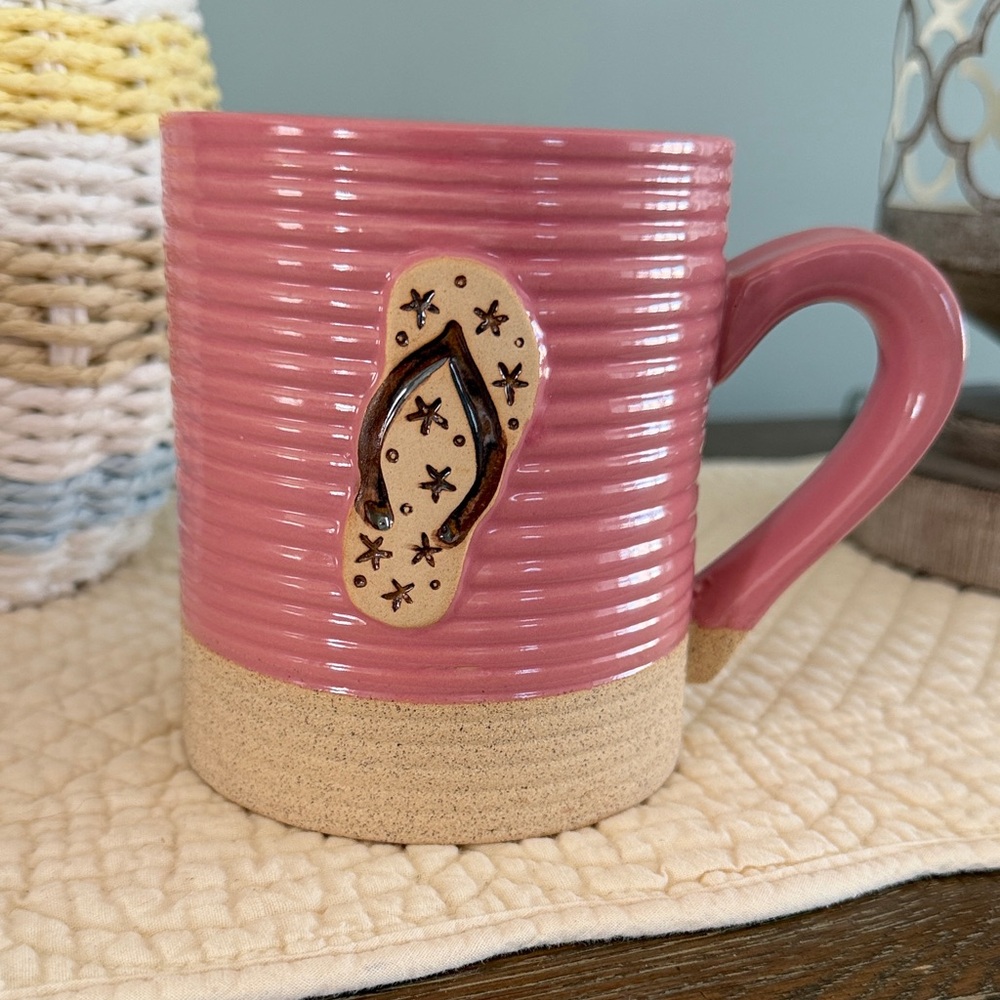 Coastal Pink Sandy Stoneware Flip-Flop Accent Mug